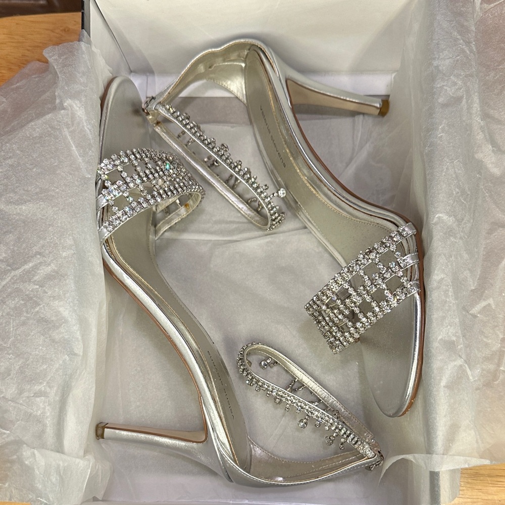 Valerie Stevens Silver Embellished Heels